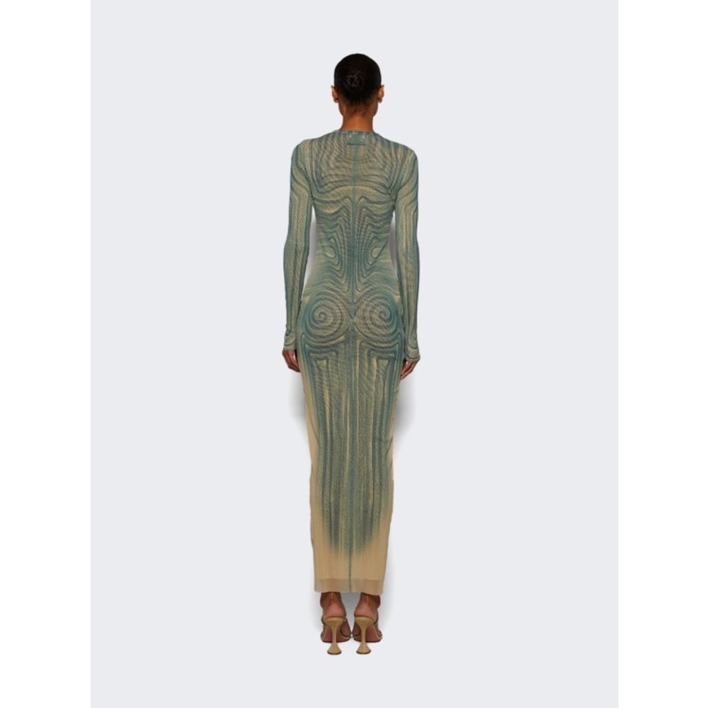 Jean Paul Gaultier Long Spiral Dress Ecru And Aqua - NWT - Picture 4 of 5